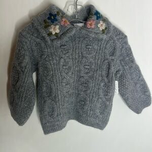 Zara Baby Girls chunky knit sweater with embroidery 9-12m